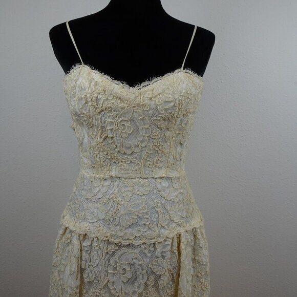 VTG 80s 90s Wedding Dress Ivory Lace Custom Made Size S Party Prom with Jacket - Picture 12 of 16